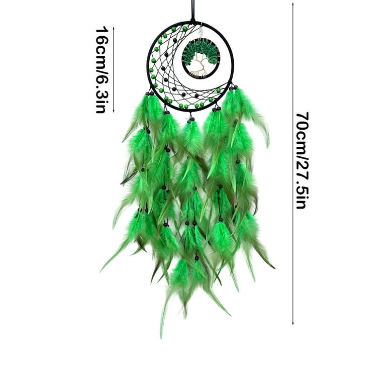 Caça Sonhos Lua com Árvore da Vida - Verde