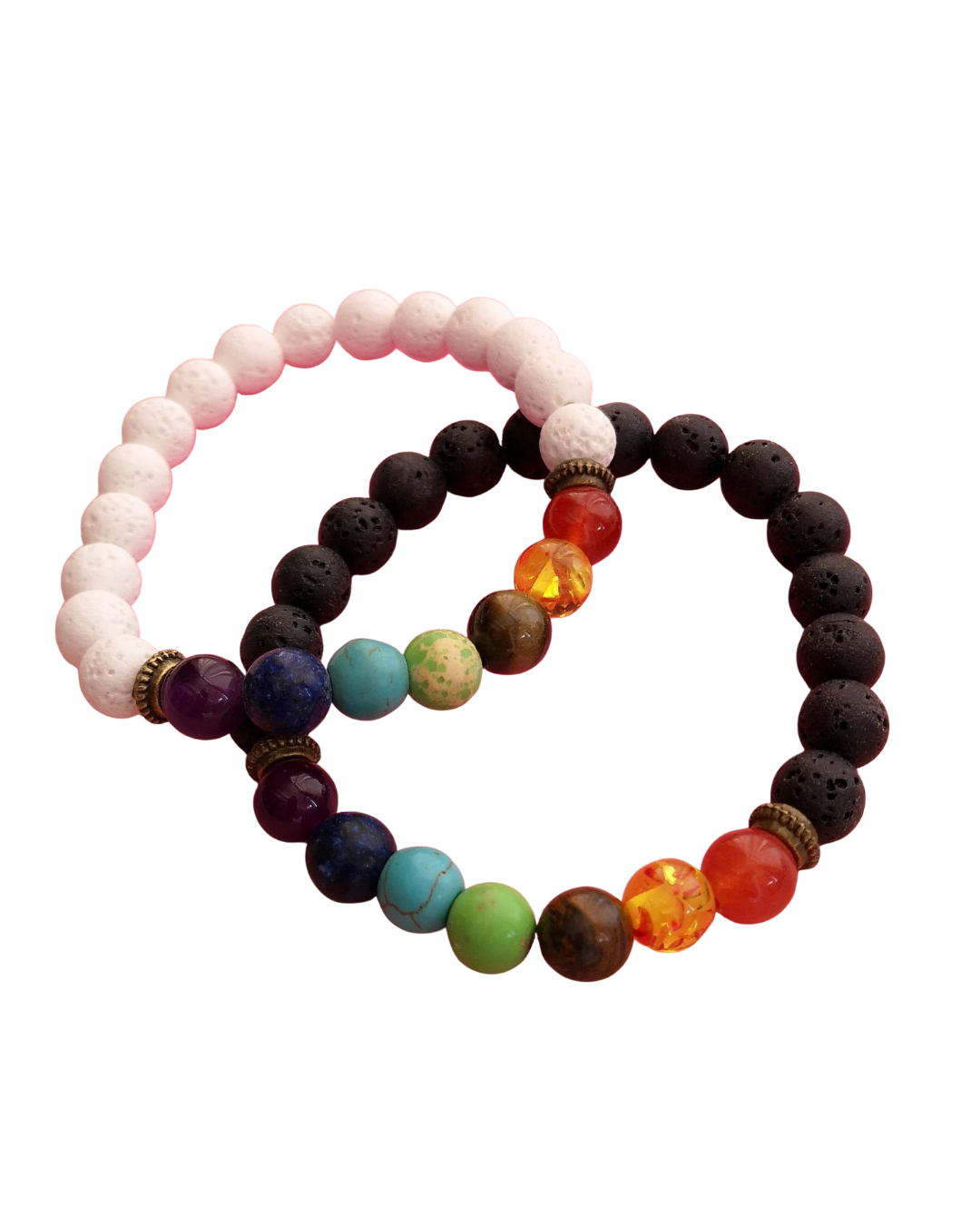 Pulseira dos 7 Chakras em Pedra Vulcânica