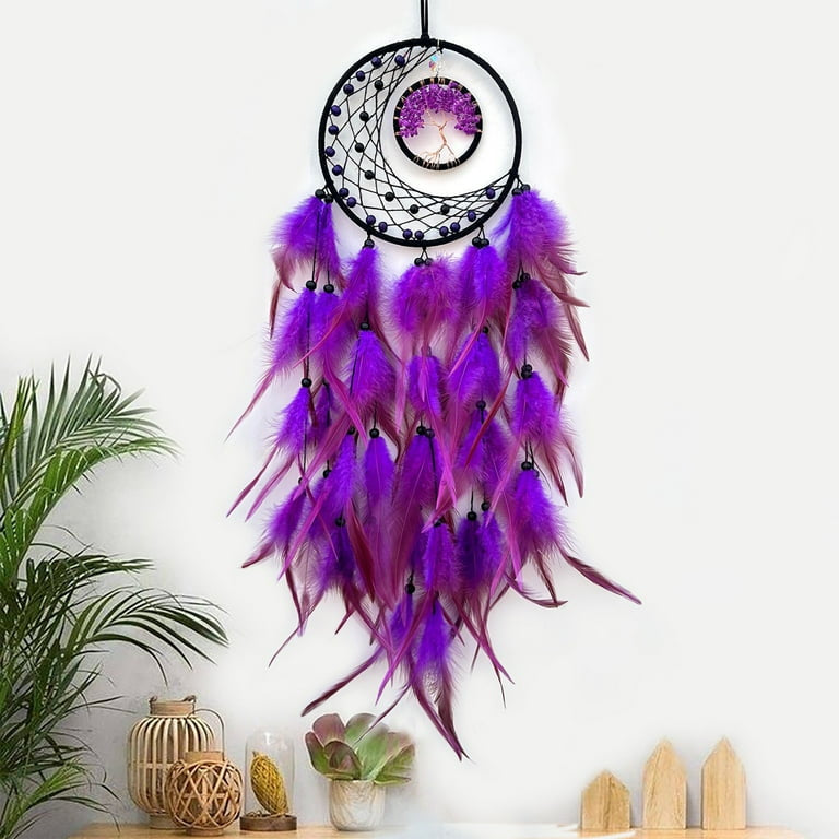 Caça Sonhos Lua com Árvore da Vida - Roxo