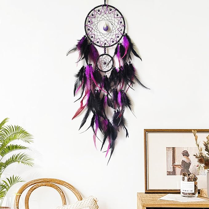 Caça Sonhos com Pingente - Roxo e Preto