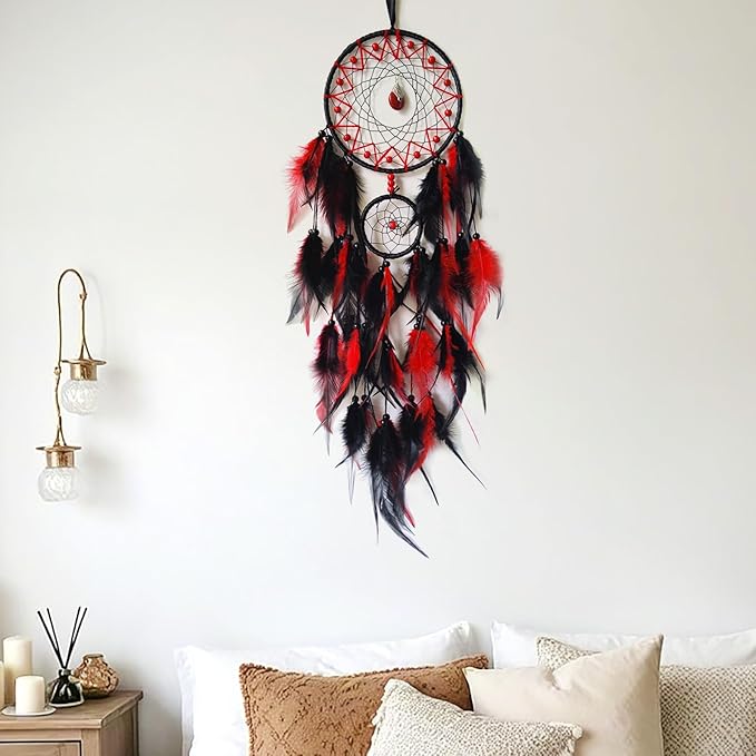 Caça Sonhos com Pingente - Vermelho e Preto