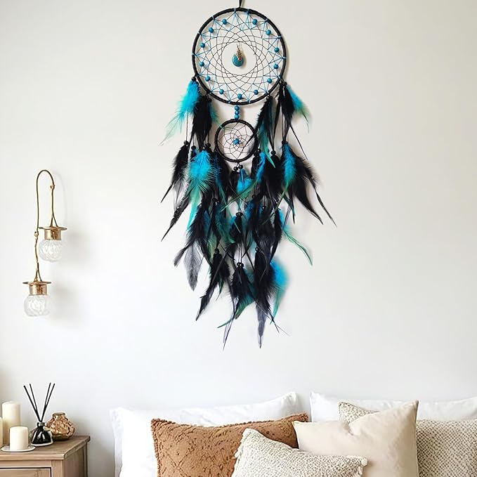 Caça Sonhos com Pingente - Azul e Preto