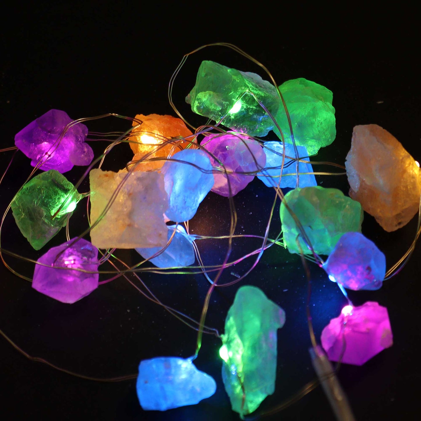 Luzes Encantadas com Pedras Naturais - Pedras Mistas