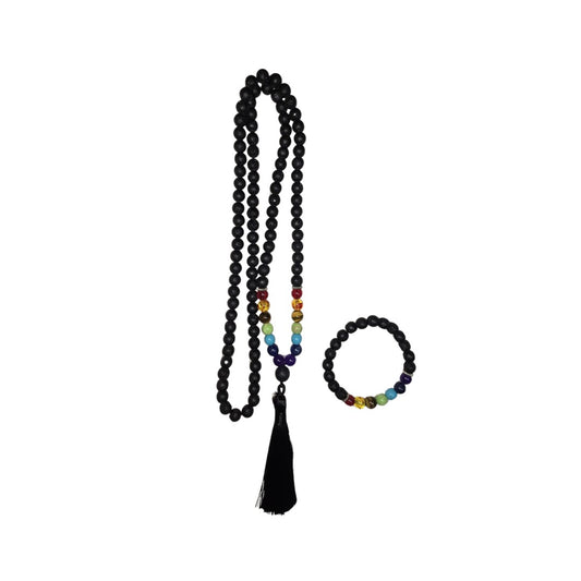 Japamala e pulseira vulcânica  7 chacras