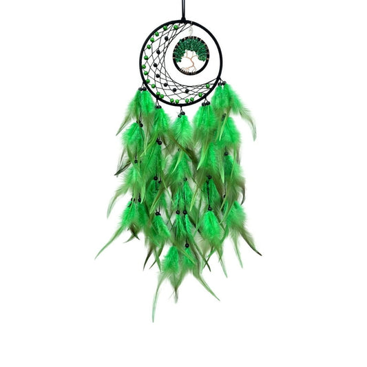 Caça Sonhos Lua com Árvore da Vida - Verde