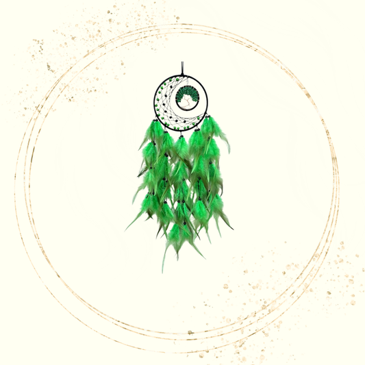 Caça Sonhos Lua com Árvore da Vida - Verde