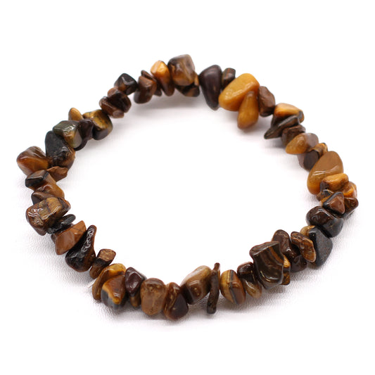 Pulseira de Olho de Tigre em Pedras Naturais Irregulares – Proteção e Coragem