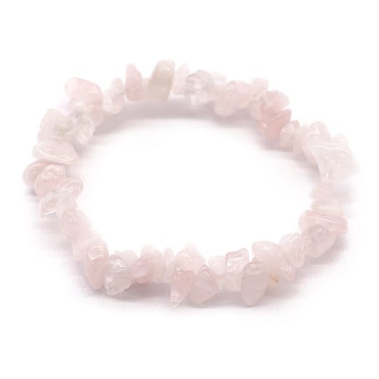 Pulseira de Quartzo Rosa em Pedras Naturais Irregulares – Amor e Harmonia