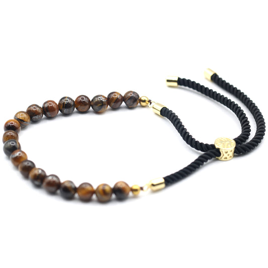 Pulseira Olho de Tigre com Ajuste em Cordão Preto